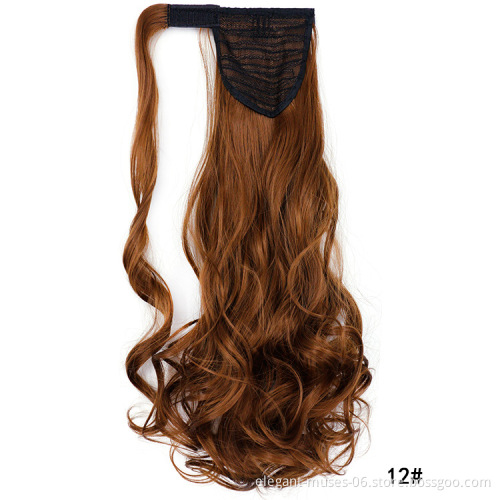 Wholesale Price newest High Temperature Fiber Long Wavy Synthetic clip hairpieces postiche ponytail wigs